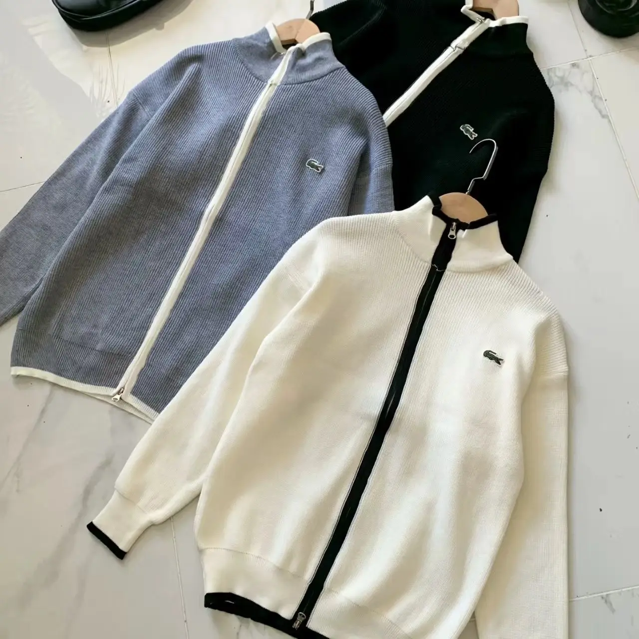 Lacoste Ribbed Zip-Up Sweater [3 styles]